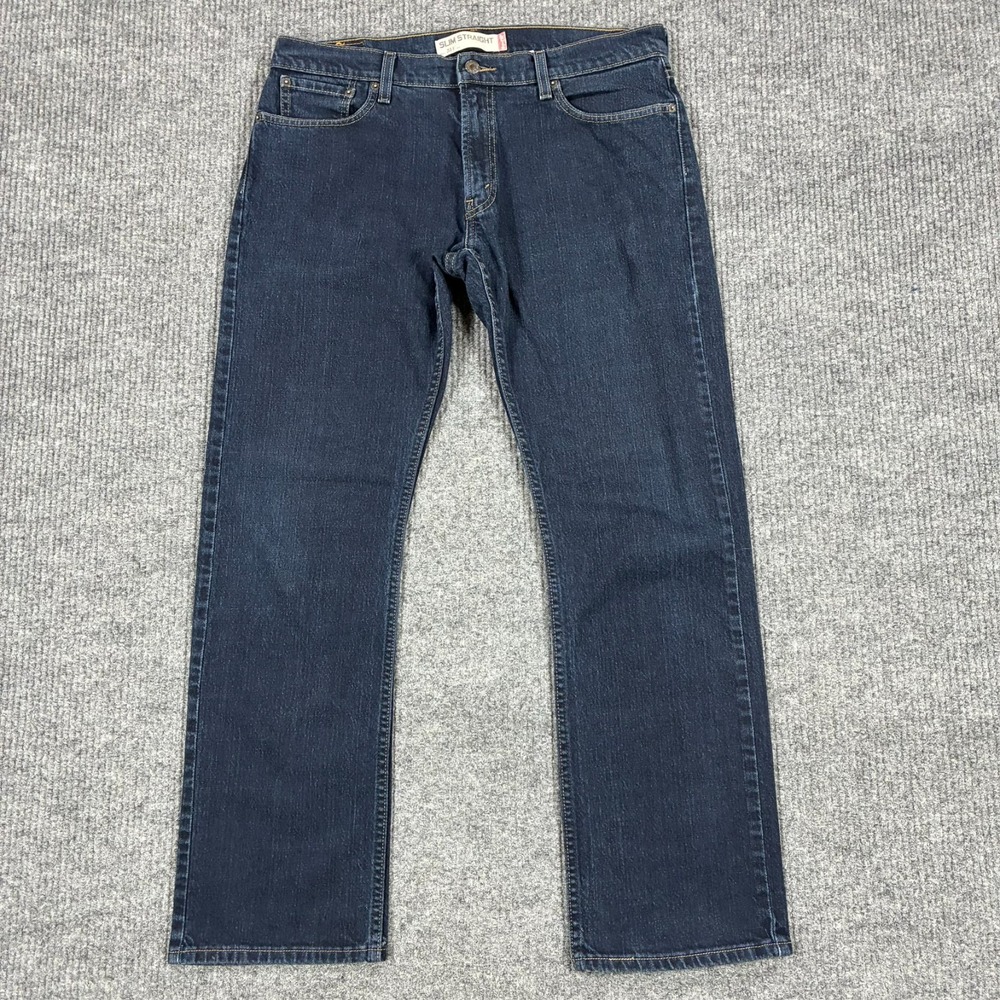 Levis 514 Mens Slim Straight Leg Jeans Size 36x32 Blue Denim Stretch Low Rise